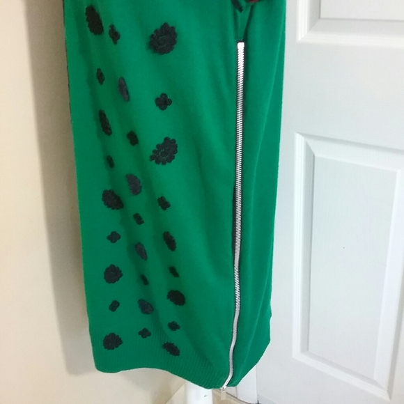 Sacai 100% Wool Embroidered Green Sweater Dress 3 - Picture 7 of 14